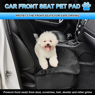 Чохол на автосидіння для собак, універсальний, водонепроникний, антиковзний, з пряжкою, з підкладкою для більшості авто, SUV та MPV (Чорний)