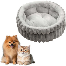 Крісло-лежанка для котів та собак, м'яке, кругле, миється, 50/60 см (білий/сірий)