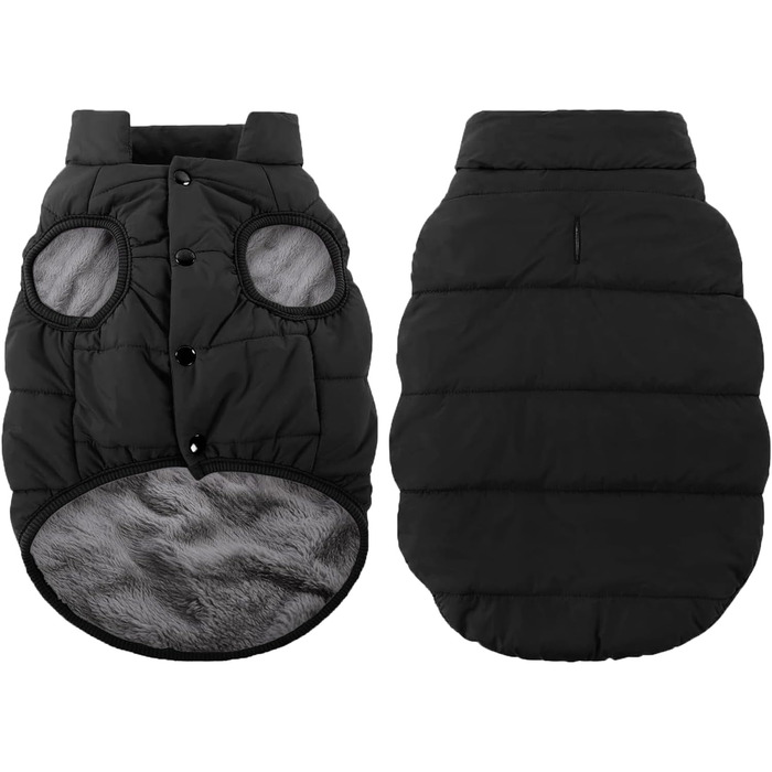Зимовий теплий водонепроникний одяг для собак - тепла флісова куртка для малих порід (М, чорний)