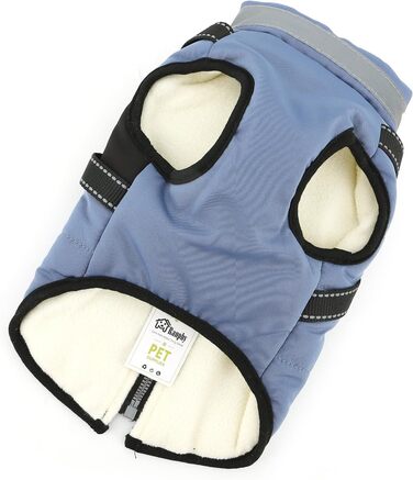 Тепла куртка для собак Yorkie та Chihuahua з підкладкою з флісу та інтегрованим повідком, вітронепроникна, (S, блакитна)