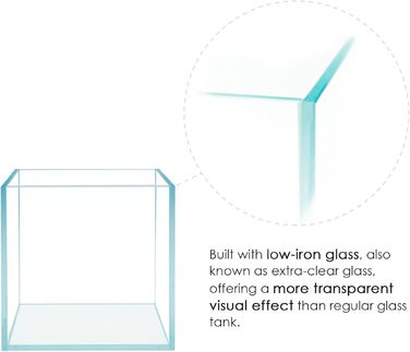 HIRO Aquatics Cube безрамковий акваріум з ультрапрозорого скла, 5 мм, з білим вирівнювальним килимком, опція кришки