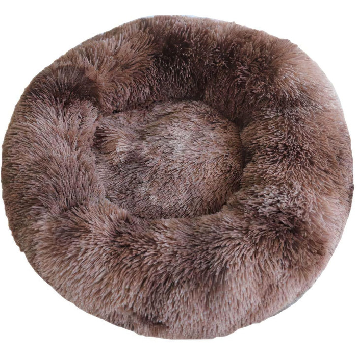 М'яке ліжко-подушка у вигляді пончика для собак та котів, заспокоює тривогу, антиковзаюче дно, XL 70 см, коричневий колір з градієнтом