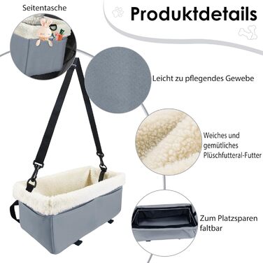 Автокрісло для собак та котів, сіре, до 5.4 кг