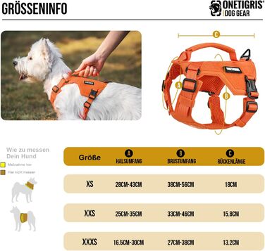 Нашийник для собак OneTigris MINI Trooper, оранжевий, XXXS, з повідком 150 см, 2 положення для буксирування