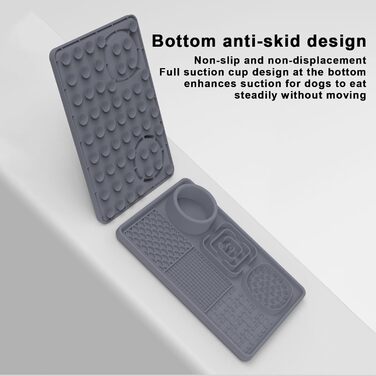 Килимок для собак і котів з силікону з присосками, антипригарний, для ласощів, сірий