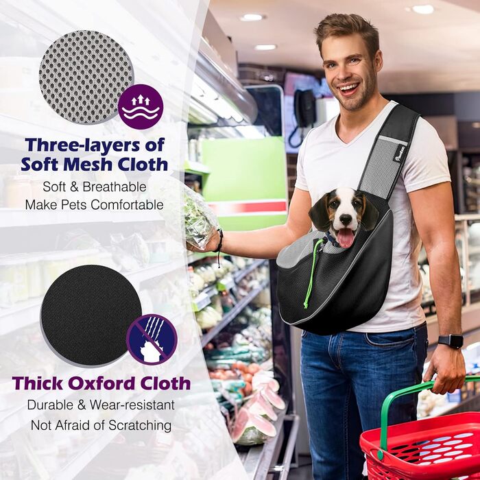 Парник для собак Pawaboo L, чорний: переноска для вигулу та подорожей