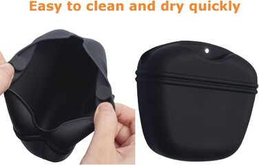 Сумка для ласощів для дресирування собак з силікону, з магнітною застібкою, з кліпсою для пояса, чорного кольору