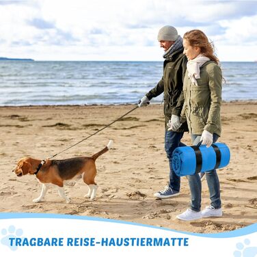 Водонепроникний килимок для собак Lohofrnny 110 x 68 см - м'який, зручний, для подорожей, кемпінгу, вологостійкий (оливковий, блакитний)