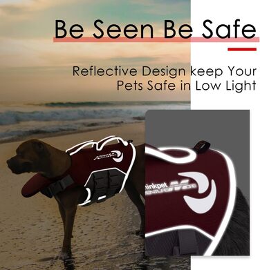 Жилет рятувальний для собак ThinkPet, XL, червоний, регульований, світловідбиваючий