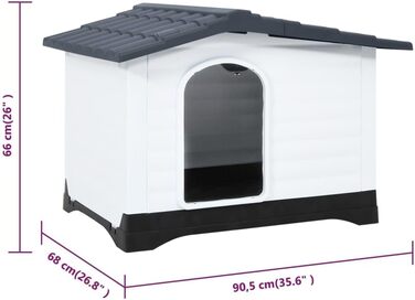 vidaXL Будка для собак сіра 90,5x68x66 см поліпропіленова, будиночок для собак