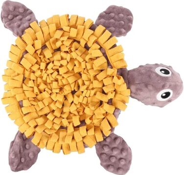 Килимок-іграшка для цуценят Flamingo Morgano Schildkröte (черепаха) Охряний & Тауп, 38x39x6,5 см - з антиковзким покриттям, дзвоником та шурхотом, для сухого корму та ласощів