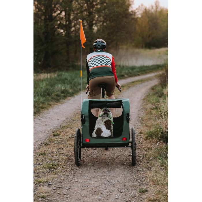 Причіп для велосипеда PETRIVE Active ONE для собак та котів до 40 кг, світло-зелений (темно-зелений)