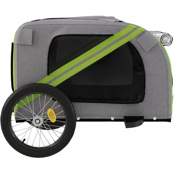 Велосипедний причіп для собак Зелений та Сірий, Oxford-Gewebe та Метал, Модель 93885