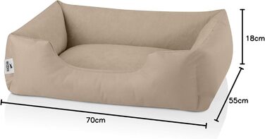Ліжко для собак BedDog Zara, м'яке собаче ліжко з знімним та пральним чохлом, корзина для собак, диванчик для собак, для маленьких собак, S, L 55 x B 70 x H 18 см, колір пісок (NAMIB-SAND)