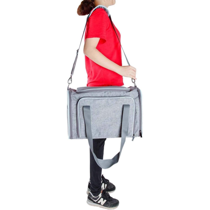 ABISTAB Транспортна переноска для собак і котів, розкладний бокс для авто та авіаперельотів, Maxi 72см, з двостороннім відкриванням та довгим плечовим ременем