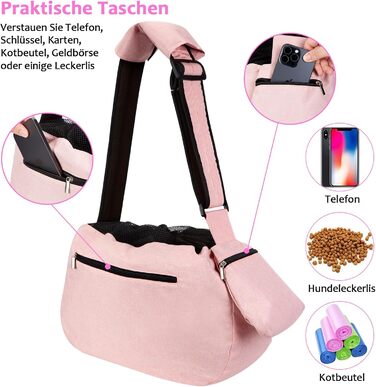 Сумка-переноска для собак Ownpets до 11 кг з підкладкою на плече та передньою кишенею, рожева