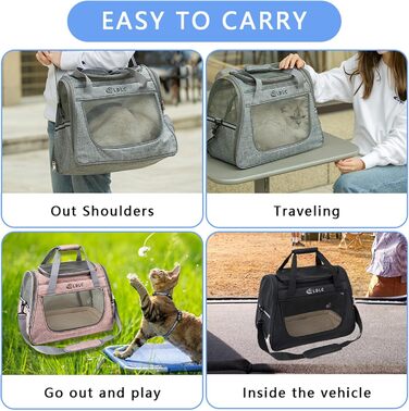 Транспортна переноска для котів Ruyiczb, чорна. Складана переноска для котів, переноска для подорожей, сумка-переноска для тварин