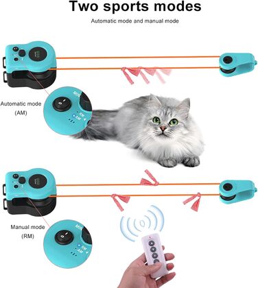 Іграшка для котів AOKUY: автоматичне бігове колесо, дистанційне керування, симуляція полювання, регульована швидкість