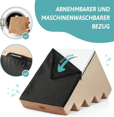 Сходинки для собак маленьких порід, 5 сходинок, 60 см, знімний чохол (світло-коричневий) 75x50x60 см