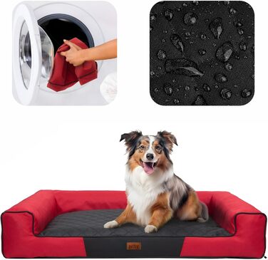 Килимок для собак XL (100x66 см) - червоний з чорною матрацом