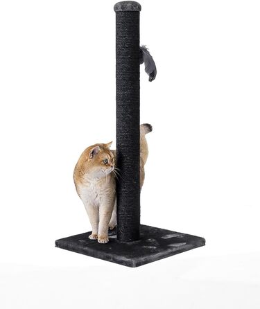 Дряпка для котів Petrebels Maine 90 см, з міцною основою та сизалевим стовпчиком, 40 x 40 x 90 см, чорного кольору