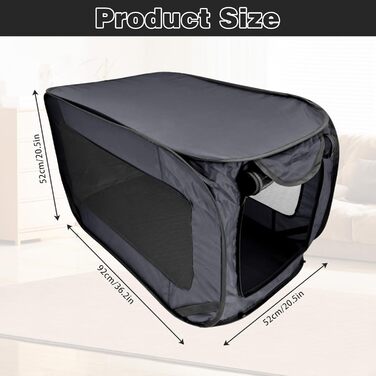 Транспортна переноска для собак та котів, складана, 92×52×52 см, сіра. Міцна переноска з оксфордської тканини з подвійними дверцятами, для подорожей та дому. Підходить для тварин до 29,5 кг