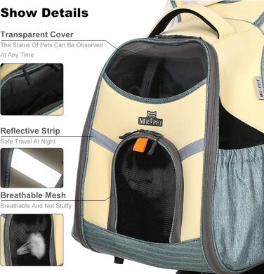 PETCUTE Рюкзак для тварин, переноска для собак та котів, жовта, до 8 кг