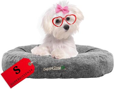 Гіркий лежак для собак середніх порід SuperKissen24 - водонепроникний лежак для котів - лежанка для собак з антикіготного матеріалу - антиалергенний та неслизький - 60 x 14 см, сірий (S)