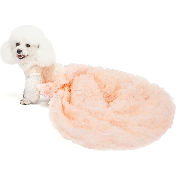 Сукня для собак 'Принцеса' з тюлевою спідницею та знімним шлейфом, рожева, розмір S (набір 1)