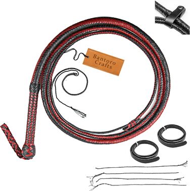 Плетена батіг з натуральної шкіри кенгуру, 1,2-7,3 м, 16 плетінь, для професійного використання