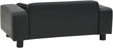 Диван для собак VidaXL, чорний, 81x43x31 см, плюш, штучна шкіра, лежанка для тварин