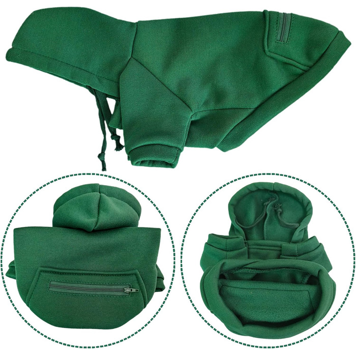 Теплий зимовий накид для собак з кишенею, Худі для цуценят, одяг для маленьких собак, Чихуахуа, розмір X-Small, зелений
