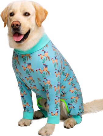 Піжама для собак середніх та великих порід, зелений олень (34, довжина спини 60 см)