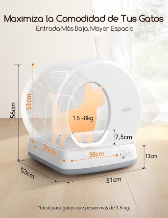 Автоматичний лоток для котів MeoWant з самоочищенням, з пульт керування, антибактеріальний, для великих та кількох котів, з килимком, нейтралізатор запаху