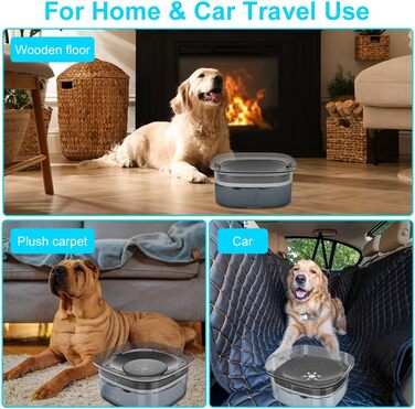 Миска для води для собак, 2 л, повільна годівниця, миска-повільна годівниця, чорна, без розбризкування, для подорожей