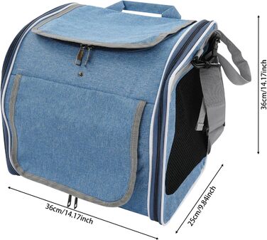 Рюкзак для собак і котів на велосипеді 32x29x39 см, з сіткою та кишенями, до 7,5 кг (синьо-зелений)