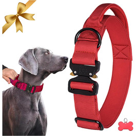 Нашийник для собак Vivi Bear тактичний, регульований, з контролем, нейлон, неопрен, для великих собак, червоний, розмір L