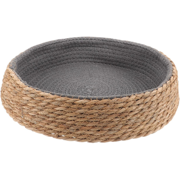 Кругле ліжко для собак та котів POPETPOP з ротангу, 35x35x8 см - миється та дихає, ідеально для вітальні та спальні