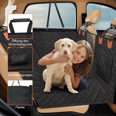 Захисна підстилка для собак у машину, водонепроникна, антикіготок, для заднього сидіння, з кріпленням на ремені безпеки, сумісна з більшістю авто, SUV та пікапами
