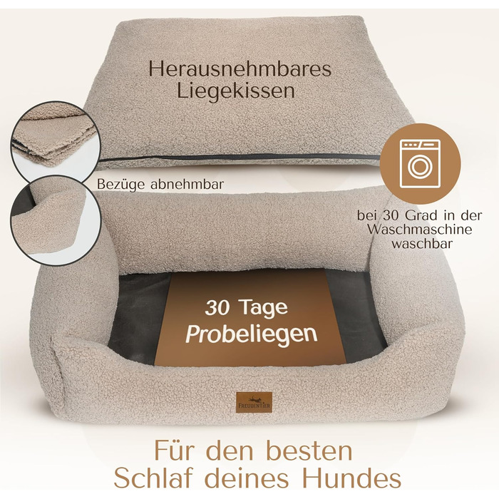 Ортопедичне ліжко для собак Teddy - Корзина для собак, яку можна прати - Ергономічне ліжко для собак з знімним лежаком - Сертифікат OEKO® TEX & Виготовлено в ЄС - Для маленьких, середніх та великих собак (Грейж, L) Грейж L (100x70 см)