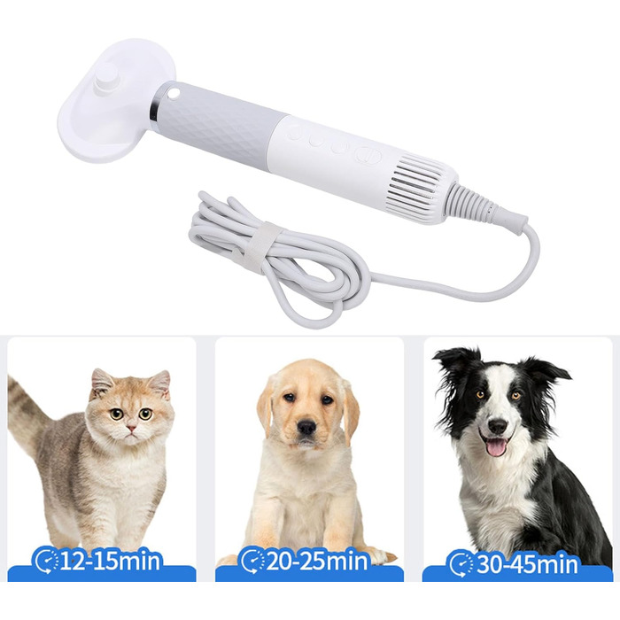 Фен для собак Lyrlody 5-в-1: портативний, з гребінцем для шерсті, для догляду за тваринами, 4 насадки, EU