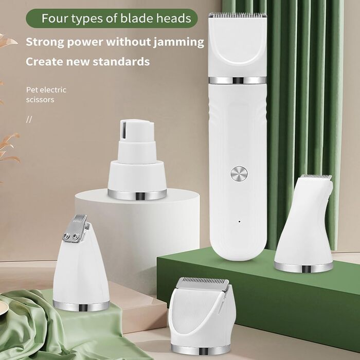 Електрична машинка для грумінгу собак 4-в-1 | Для собак, котів, цуценят | Зелений колір