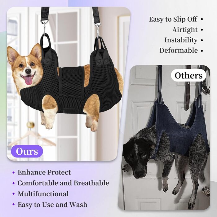 Гамак для собак PatiencET для дрібних порід, зручний для стрижки нігтів, чорний, розмір S