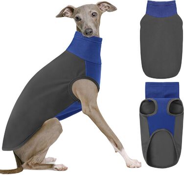 Пуловер для великих собак з флісу, ультра м'який, без рукавів, з високим коміром (XXL, обхват грудей: 62 см, сірий)