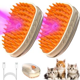 Двокомплект щіток для котів з парою та ультрафіолетовим світлом, 3-в-1: чищення, стрижка, масаж. Підходить для довгої та короткої шерсті, також для собак