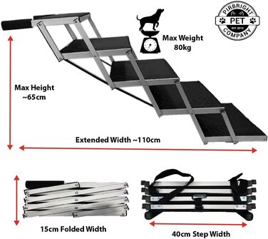 Складана переносна драбина для собак у багажник, для собак, сходинки, рампи для собак великих, середніх та маленьких порід, легка, складна, для автомобілів, SUV, вантажівок