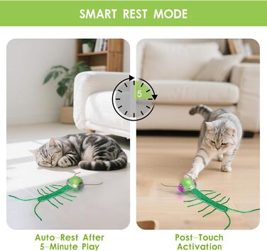 Інтерактивна іграшка для котів FLERDMAU - автоматичний м'ячик з імітацією звуків птахів, USB-зарядка, для дому (зелений)