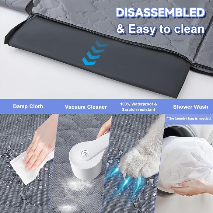 Накладка на сидіння автомобіля для собак, жорстка підкладка, витримує до 180 кг, водонепроникний захист з сіткою-вікном, підходить для позашляховиків та вантажівок, сірий колір, розмір L (147×75 см)