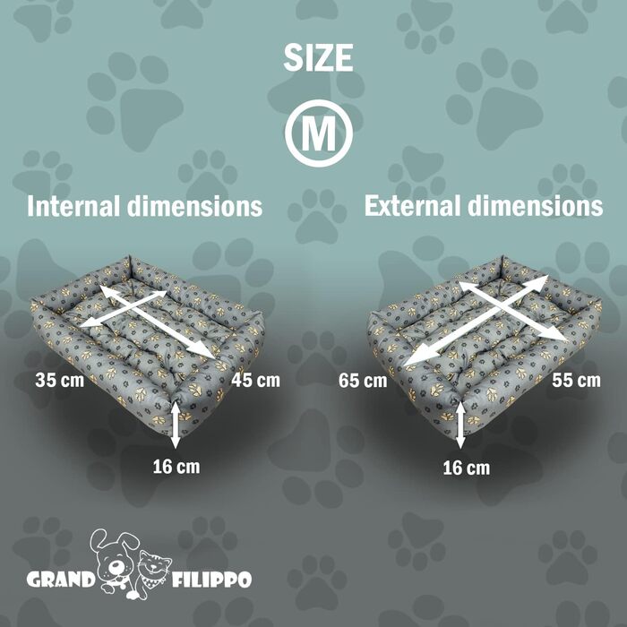 Водонепроникне ліжко для собак - ліжка для маленьких та великих собак, кошик для собак, антиковзаюча підставка (65x55x16, Велика лапа)