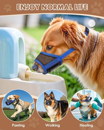 Майка-намордник для собак, м'який Air Mesh, для малих, середніх та великих собак, проти гавкоту та гризіння, дихаючий, можна пити, регульована стрічка, підходить для Німецької вівчарки, Хаскі